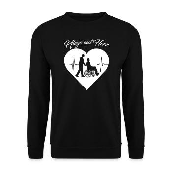 pflege sprüche lustige pflegekraft geschenkidee - Unisex Pullover - Schwarz - Vorne - Alina (178cm) & Michal (187cm)