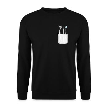 Zahnarzt T-Shirt Mit Brusttasche Zahnmedizin - Unisex Pullover - Schwarz - Vorne - Alina (178cm) & Michal (187cm)