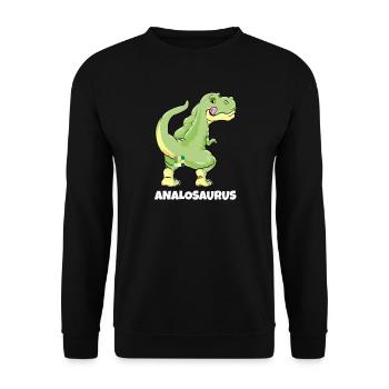 Analosaurus T-Rex Pervers Lgbtq Sprüche Geschenk - Unisex Pullover - Schwarz - Vorne - Alina (178cm) & Michal (187cm)