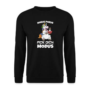 Lustige Sprüche Sarkasmus Einhorn Fan Geschenk - Unisex Pullover - Schwarz - Vorne - Alina (178cm) & Michal (187cm)