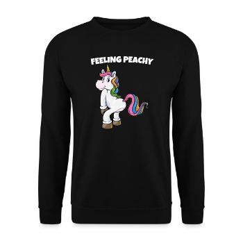 Feelin Peaches Licorne Drôles de dictons - Sweat-shirt Unisexe - noir - Devant - Alina (178cm) & Michal (187cm)