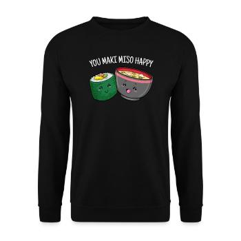 You Maki Miso Happy Sushi Japan Ramen - Unisex Pullover - Schwarz - Vorne - Alina (178cm) & Michal (187cm)
