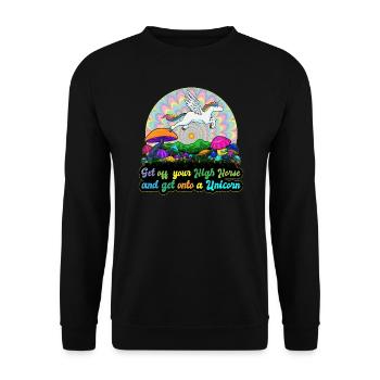 Descendez de vos grands chevaux et montez sur une licorne - Sweat-shirt Unisexe - noir - Devant - Alina (178cm) & Michal (187cm)