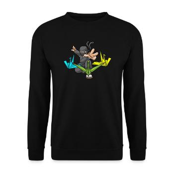 Origami Japan Papier Falten Polygon Ninja - Unisex Pullover - Schwarz - Vorne - Alina (178cm) & Michal (187cm)