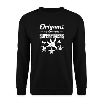 Origami Kranich Schwan Polygon Papier Falten - Unisex Pullover - Schwarz - Vorne - Alina (178cm) & Michal (187cm)