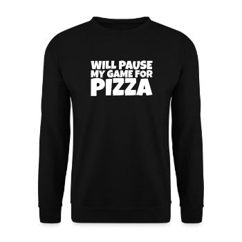 Gamer Gaming Nerd Pizza Lover Gift - Unisex Pullover - Schwarz - Vorne - Alina (178cm) & Michal (187cm)