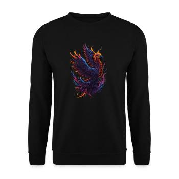 Mythical Phoenix Bird with Flames - Unisex Sweatshirt - black - Front - Alina (178cm) & Michal (187cm)