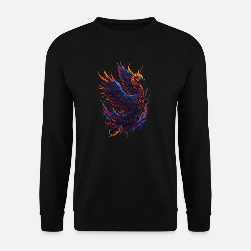 Mythischer Phönixvogel mit Flammen - Unisex Pullover - Schwarz