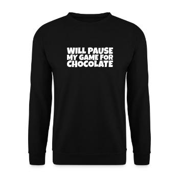 Gamer Gaming Nerd Chocolate Lover Gift - Unisex Pullover - Schwarz - Vorne - Alina (178cm) & Michal (187cm)