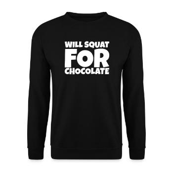 Squatter Fitness Athlete Chocolate Lover Gift - Unisex Pullover - Schwarz - Vorne - Alina (178cm) & Michal (187cm)