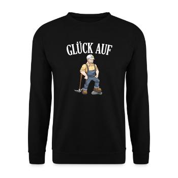 Glück Auf Bergbau Tagebau Bergarbeiter Geschenk - Unisex Pullover - Schwarz - Vorne - Alina (178cm) & Michal (187cm)