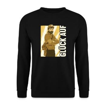 Bergbau Sprüche Glück Auf Kohle Bergmann Geschenk - Unisex Pullover - Schwarz - Vorne - Alina (178cm) & Michal (187cm)