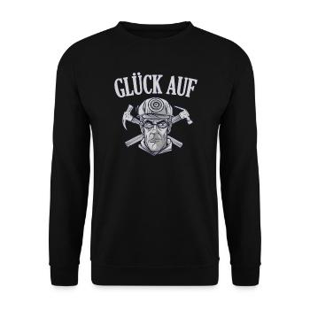 Kohlbergbau Bergarbeiter Glück Auf Geschenkidee - Unisex Sweatshirt - black - Front - Alina (178cm) & Michal (187cm)