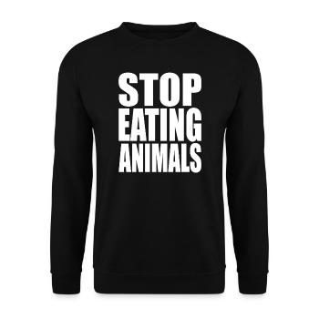 Stop Eating Animals Vegan Vegetarian - Unisex Sweatshirt - black - Front - Alina (178cm) & Michal (187cm)