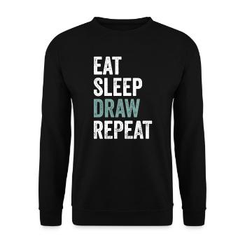 Eat Sleep Bearbeiten Wiederholen Lustiger Editor - Unisex Pullover - Schwarz - Vorne - Alina (178cm) & Michal (187cm)