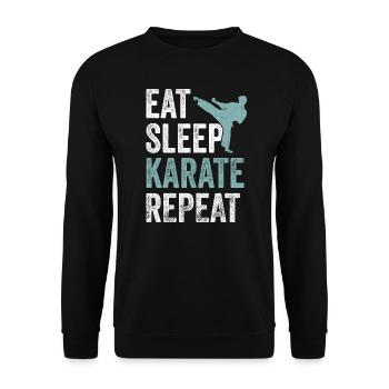 Eat Sleep Karate Repeat Karate - Unisex Sweatshirt - black - Front - Alina (178cm) & Michal (187cm)