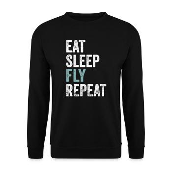 Manger dormir Voler Avions Répéter Pilote d’aviation - Sweat-shirt Unisexe - noir - Devant - Alina (178cm) & Michal (187cm)