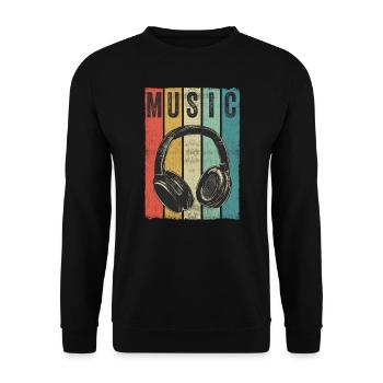 Vintage Retro Casque Chemise DJ Electronic - Sweat-shirt Unisexe - noir - Devant - Alina (178cm) & Michal (187cm)