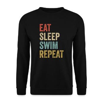 Eat Sleep Swim Repeat Funny Swimmer - Unisex Sweatshirt - black - Front - Alina (178cm) & Michal (187cm)