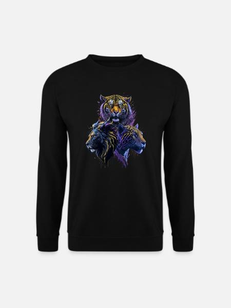 The Mighty Trio: Tiger, Lion, and Jaguar - Unisex Sweatshirt - black