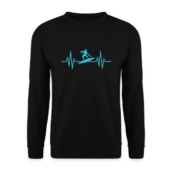 Surf Clothes Surfing Accessories Surfer Heartbeat - Unisex Sweatshirt - black - Front - Alina (178cm) & Michal (187cm)