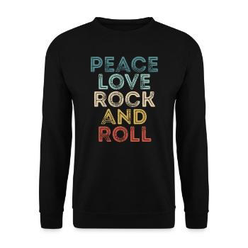 Peace Love Rock And Roll Tee RocknRoll Music - Unisex Sweatshirt - black - Front - Alina (178cm) & Michal (187cm)