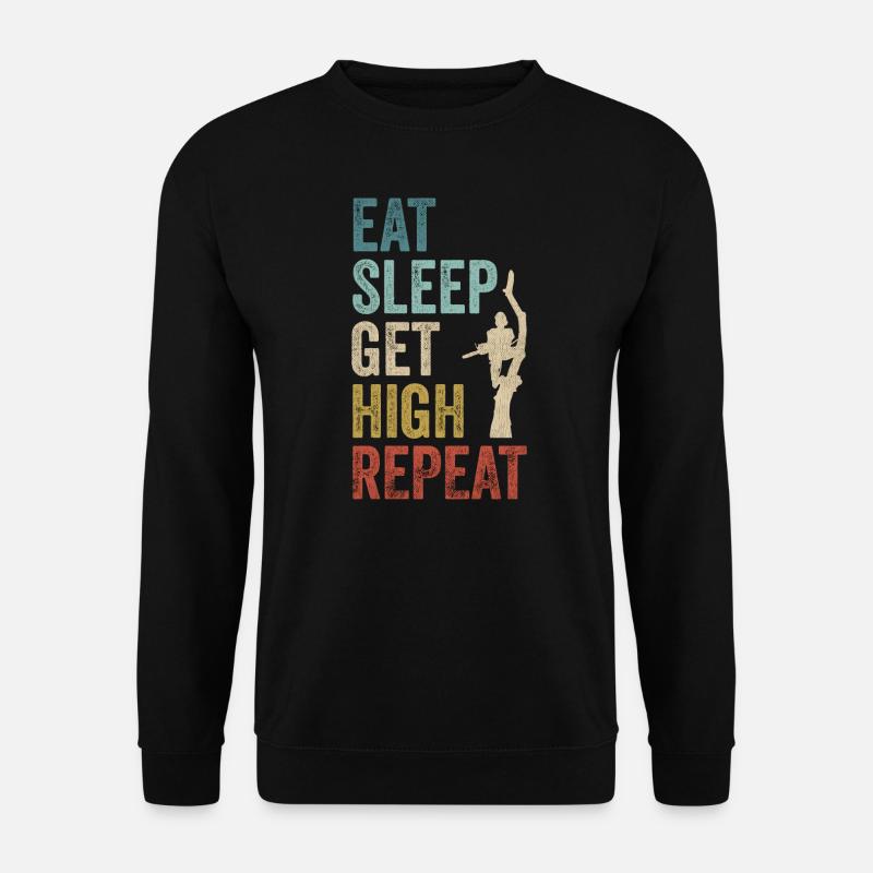 Essen, schlafen, high werden, Holzfäller wiederholen - Unisex Pullover - Schwarz