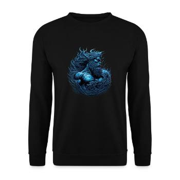 Poseidon, Gott des Meeres - Unisex Pullover - Schwarz - Vorne - Alina (178cm) & Michal (187cm)