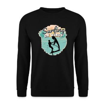 Surfing on Wings Hydrofoil Wingfoil Wingfoiling - Unisex Sweatshirt - black - Front - Alina (178cm) & Michal (187cm)