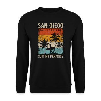 San Diego California Surfing Tee San Diego - Unisex Sweatshirt - black - Front - Alina (178cm) & Michal (187cm)