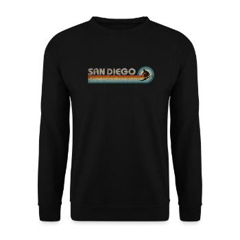 San Diego Surfer Merch Men Surfing San Diego - Unisex Sweatshirt - black - Front - Alina (178cm) & Michal (187cm)