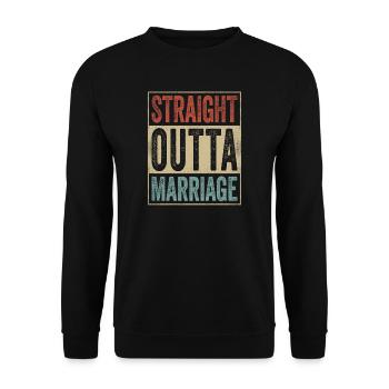 Lustiges Scheidungs-Retro-T-Shirt Straight Outta - Unisex Pullover - Schwarz - Vorne - Alina (178cm) & Michal (187cm)