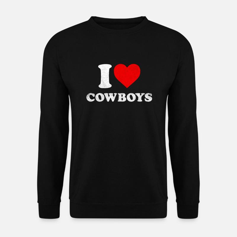 Ich liebe Cowboys Top Distressed I Herz Cowboys - Unisex Pullover - Schwarz