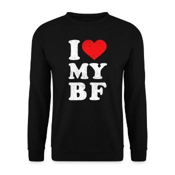 Distressed I Heart My Boyfriend Apparel I Love My - Unisex Sweatshirt - black - Front - Alina (178cm) & Michal (187cm)