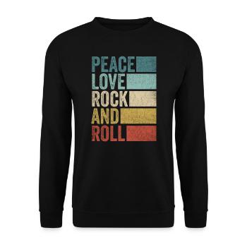 Vintage Retro Peace Love Rock And Roll - Unisex Sweatshirt - black - Front - Alina (178cm) & Michal (187cm)