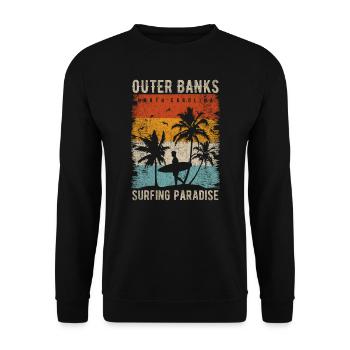 Outer Banks North Carolina Surfing Outfit Souvenir - Unisex Sweatshirt - black - Front - Alina (178cm) & Michal (187cm)