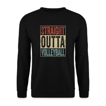 Funny Retro Straight Outta Volleyball - Unisex Sweatshirt - black - Front - Alina (178cm) & Michal (187cm)