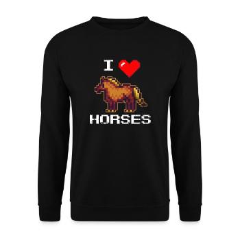 Verpixeltes Pferd Bauernhof Tierliebhaber Bauern Pferd Eigenes - Unisex Pullover - Schwarz - Vorne - Alina (178cm) & Michal (187cm)