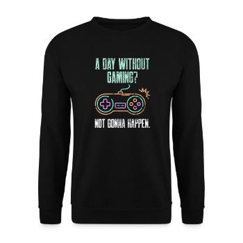 Les jeux vidéo ne vont pas arriver Gaming Every Day Funn - Sweat-shirt Unisexe - noir - Devant - Alina (178cm) & Michal (187cm)