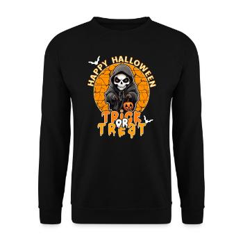 Halloween Design Creepy Skeleton Design - Unisex Sweatshirt - black - Front - Alina (178cm) & Michal (187cm)