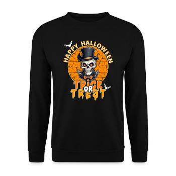 Halloween Design Creepy Skeleton Design - Unisex Sweatshirt - black - Front - Alina (178cm) & Michal (187cm)