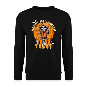 Halloween Design Creepy Skeleton Design - Unisex Sweatshirt - black - Front - Alina (178cm) & Michal (187cm)