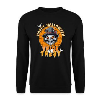Halloween Design Creepy Skeleton Design - Unisex Sweatshirt - black - Front - Alina (178cm) & Michal (187cm)