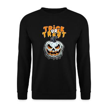 Halloween Design Creepy Pumpkin Design - Unisex Sweatshirt - black - Front - Alina (178cm) & Michal (187cm)