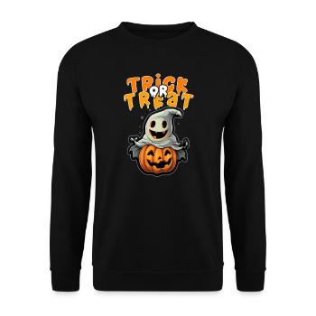 Halloween Design Creepy Pumpkin Design - Unisex Sweatshirt - black - Front - Alina (178cm) & Michal (187cm)
