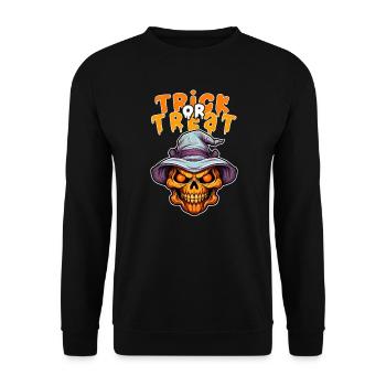 Halloween Design Creepy Skeleton Design - Unisex Sweatshirt - black - Front - Alina (178cm) & Michal (187cm)