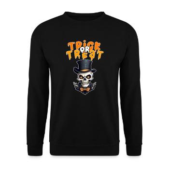Halloween Design Creepy Skeleton Design - Unisex Sweatshirt - black - Front - Alina (178cm) & Michal (187cm)