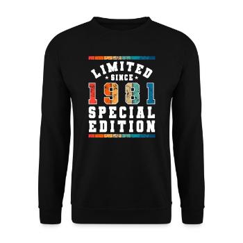 Limited Edition since 1981 Birthday Gift - Unisex Sweatshirt - black - Front - Alina (178cm) & Michal (187cm)