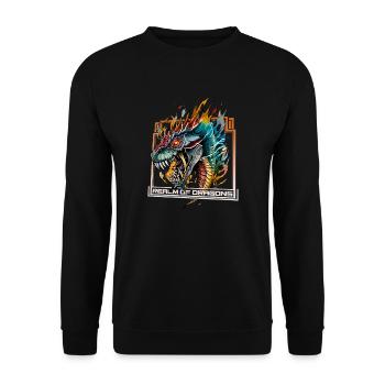 Reich der Drachen: Wilder Drache - Unisex Pullover - Schwarz - Vorne - Alina (178cm) & Michal (187cm)