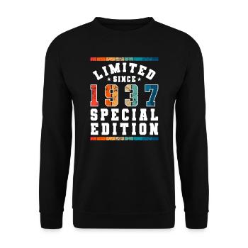Limited Edition since 1937 Birthday Gift - Unisex Sweatshirt - black - Front - Alina (178cm) & Michal (187cm)